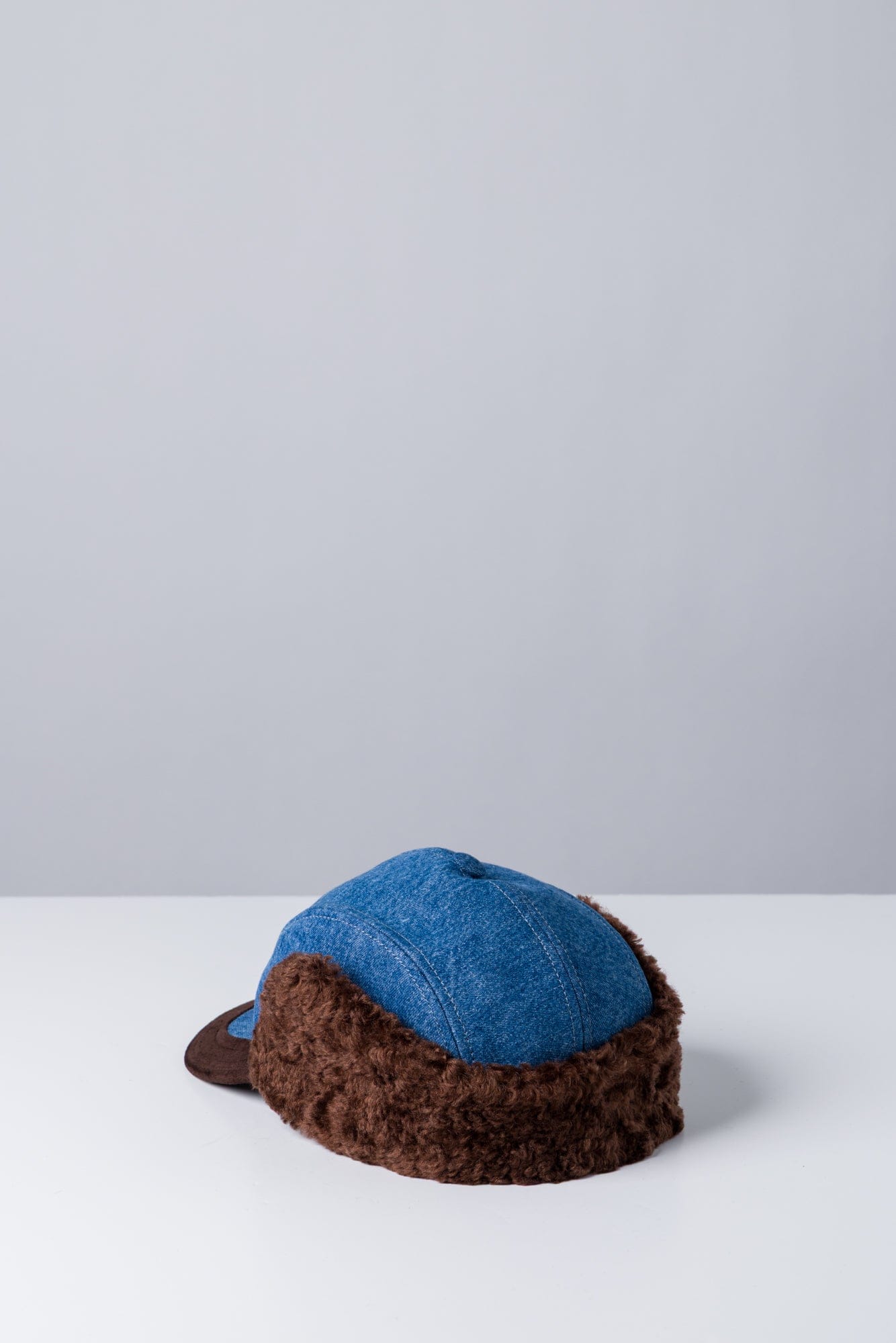 Marni Fur Baseball Cap in Denim back