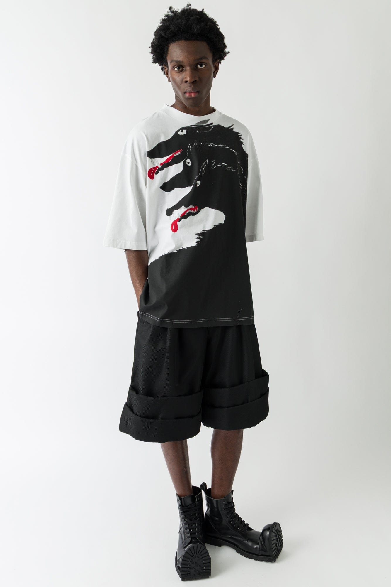 Marni Graphic Animal T shirt in Black full look