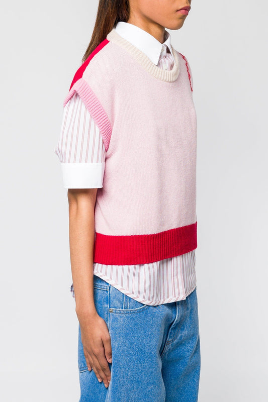 Marni Light Pink Sleeveless Top with Stitch Detail side