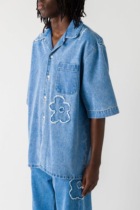 Marni Mens Floral Denim Shirt side