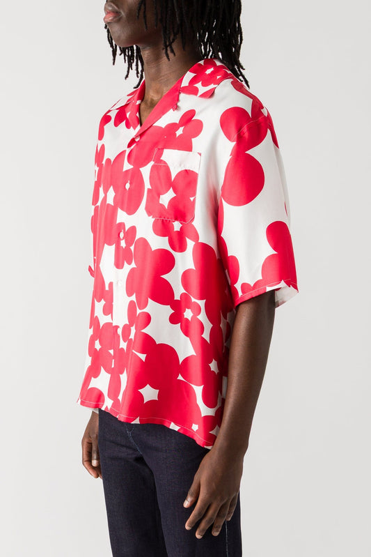 Marni Mens Red Floral Collared Shirt side