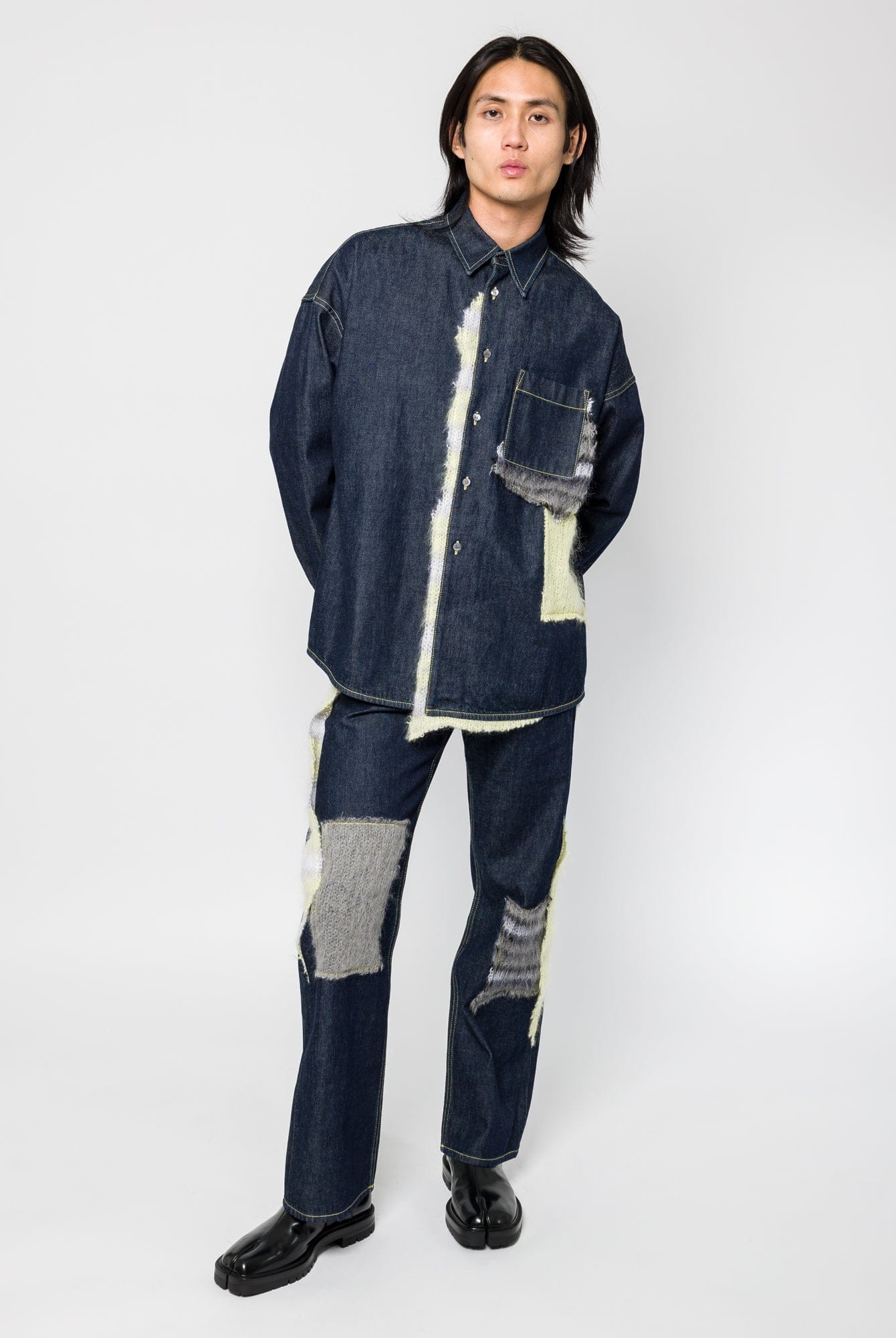 Marni Mixed Denim Jacket full look