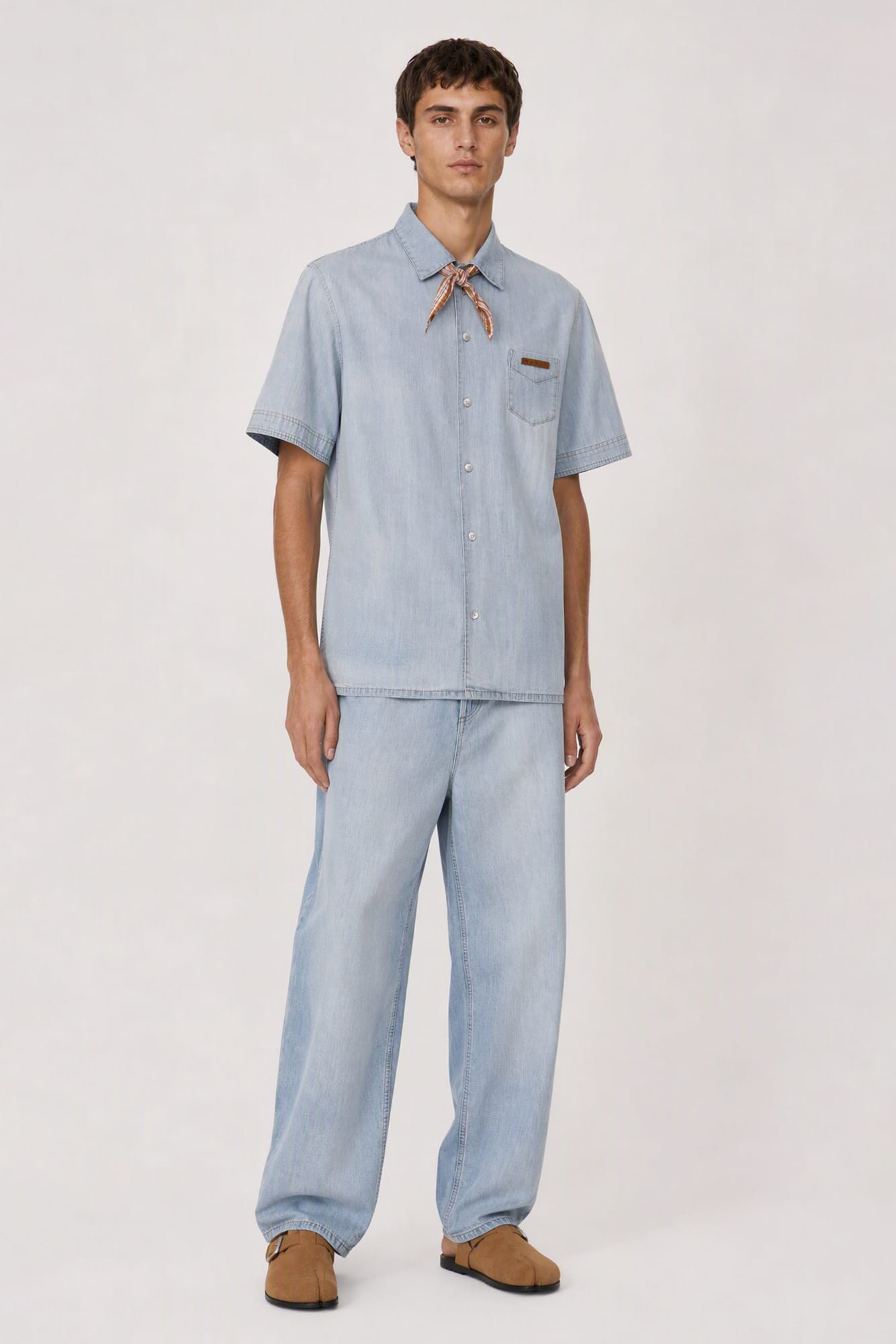 Marni Short Sleeve Blue Button Down SS26 full look