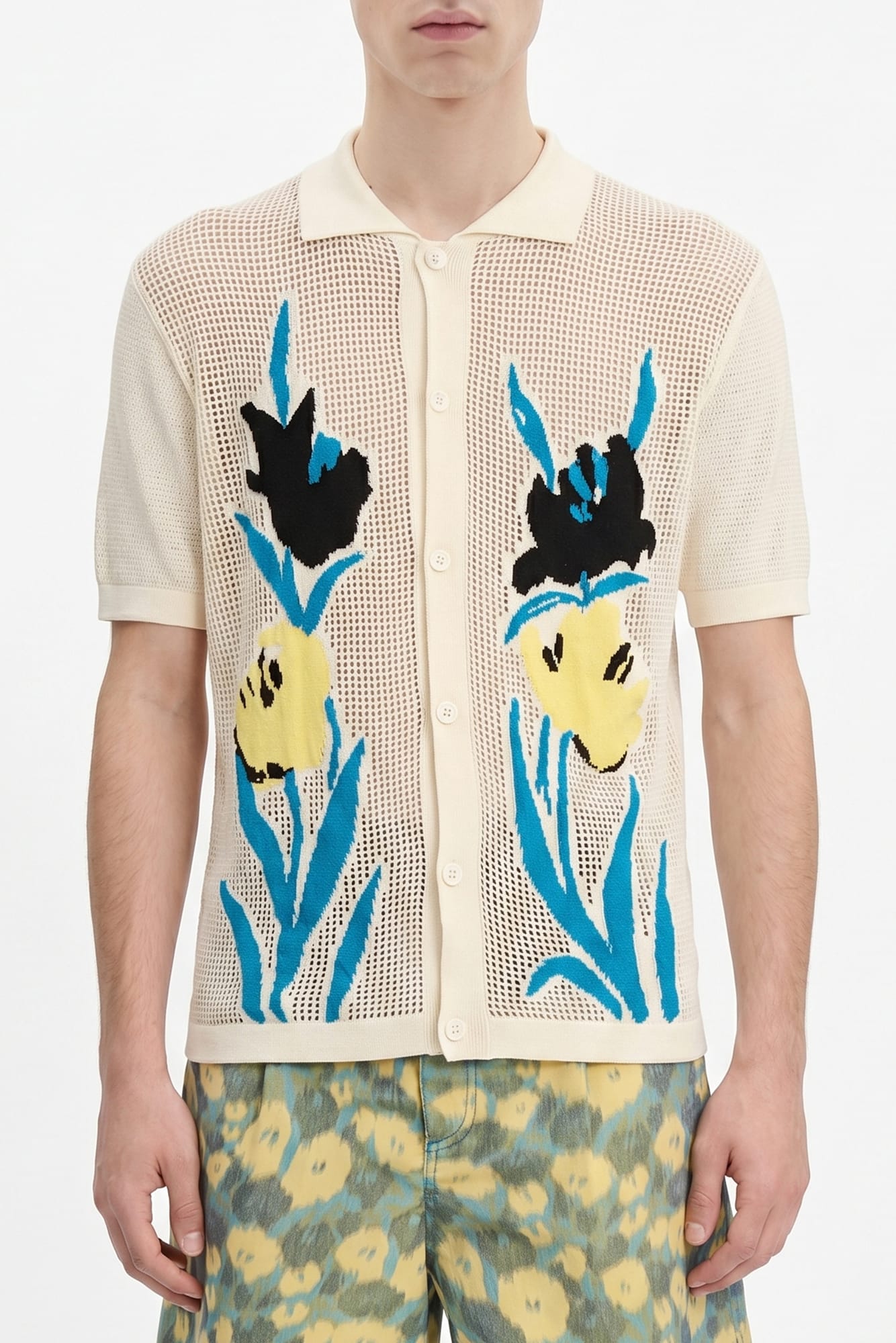 Marni Short Sleeve Floral Motif Cardigan SS26 – Antidote Fashion