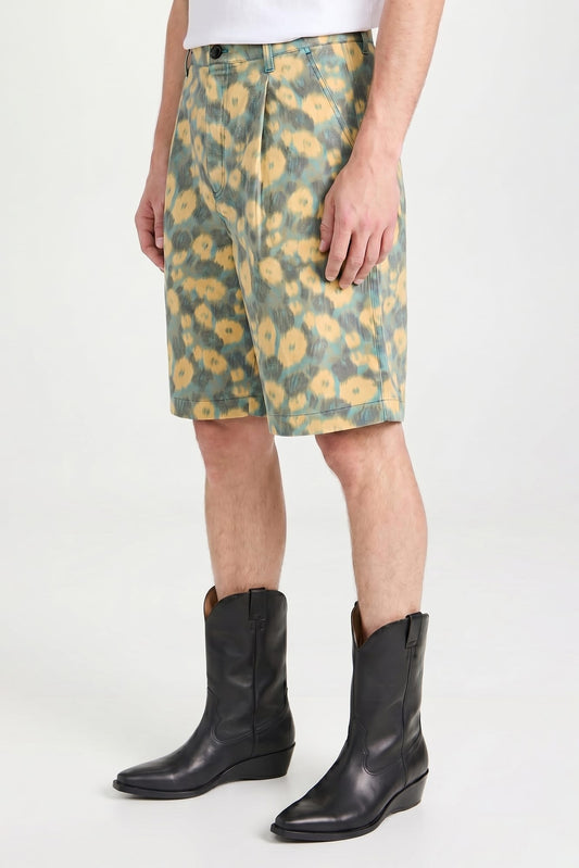 Marni Yellow Floral Pattern Shorts SS26 side