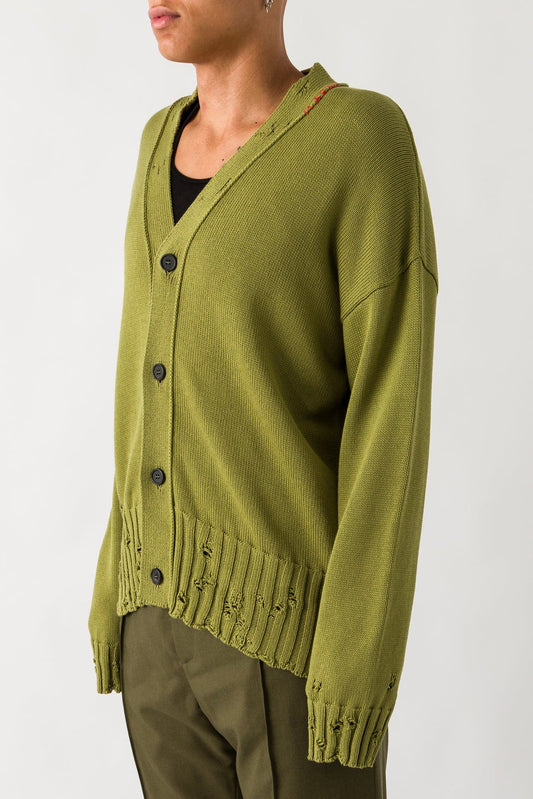 Marni Distressed Green Cardigan side
