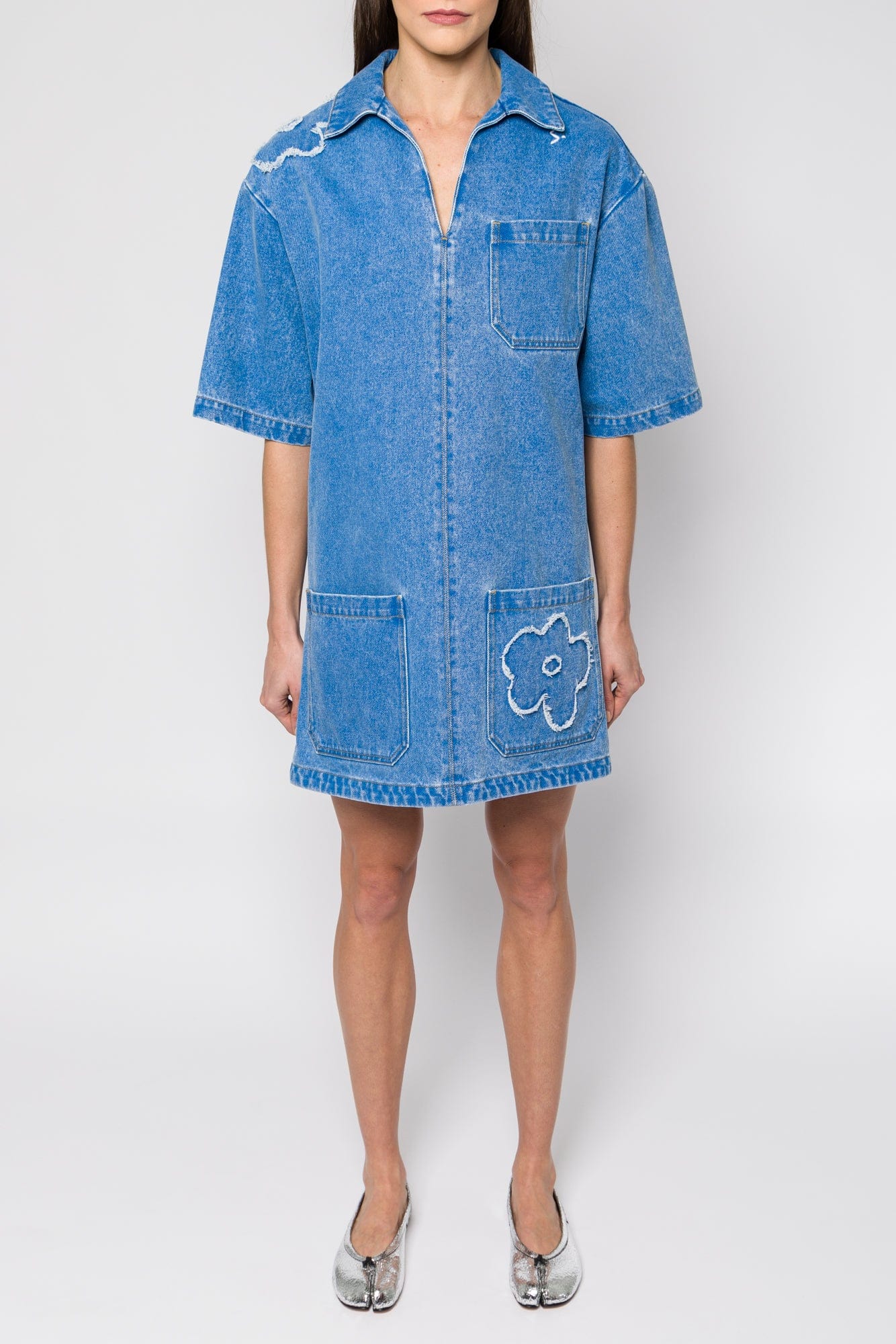 Marni Floral Denim Shirt Dress Marni Floral Denim Shirt Dress