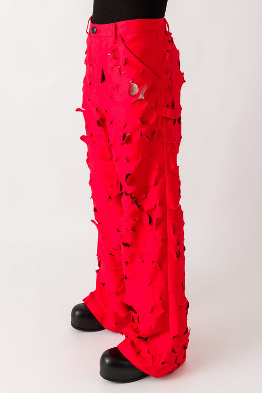 Marni Mens Distressed Red Pants side