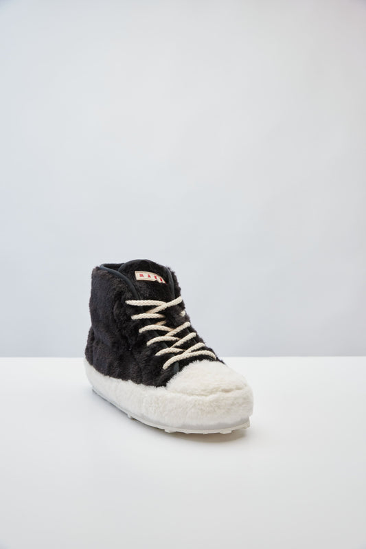 Marni Shearling Sneakers in Black angled front