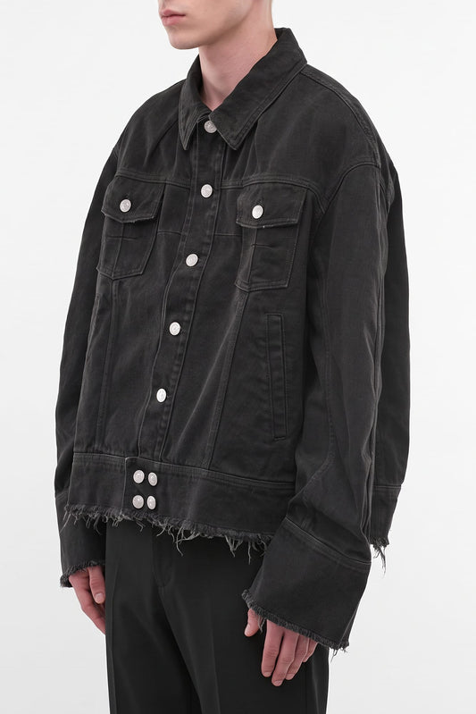 Matieres Fecales Pierre M. Denim Jacket in Black TS side