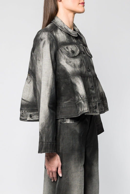 Melitta Baumeister Cropped Denim Painted Jacket side