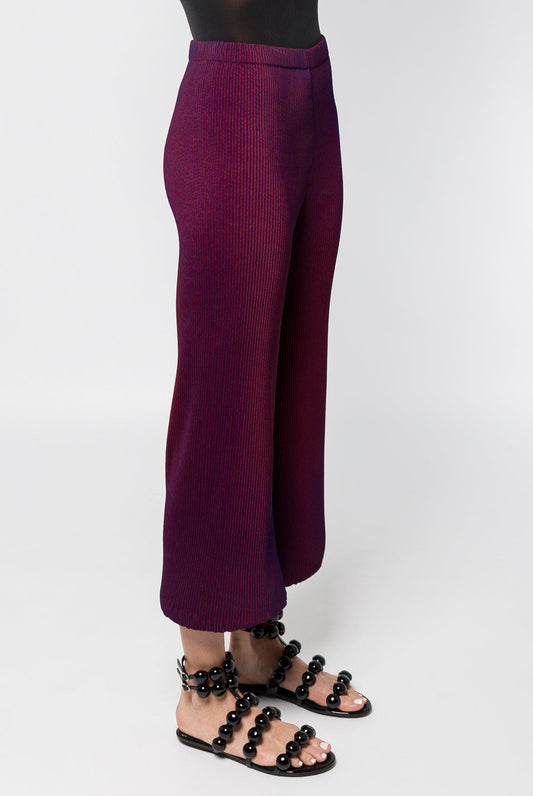 Melitta Baumeister Rounded Ripple Pants in Blue Shadow Bordeaux side
