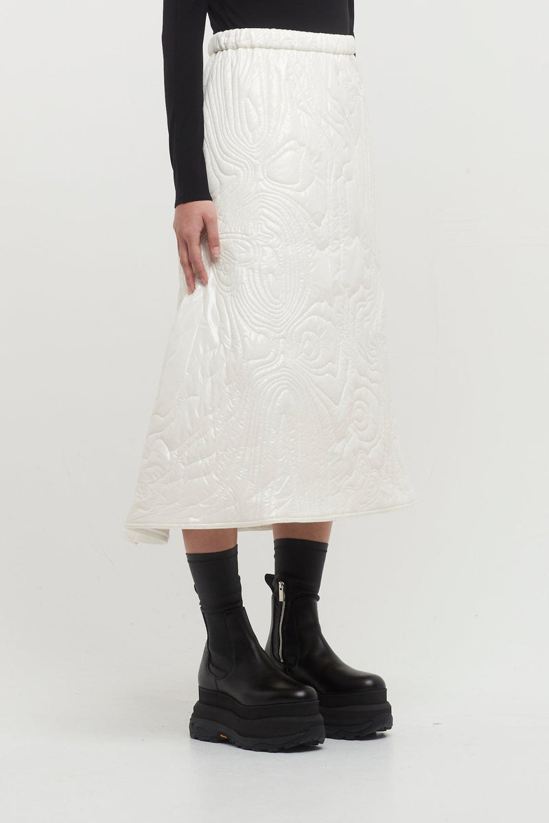 Melitta Baumeister White Glossy Nylon Quilted Skirt