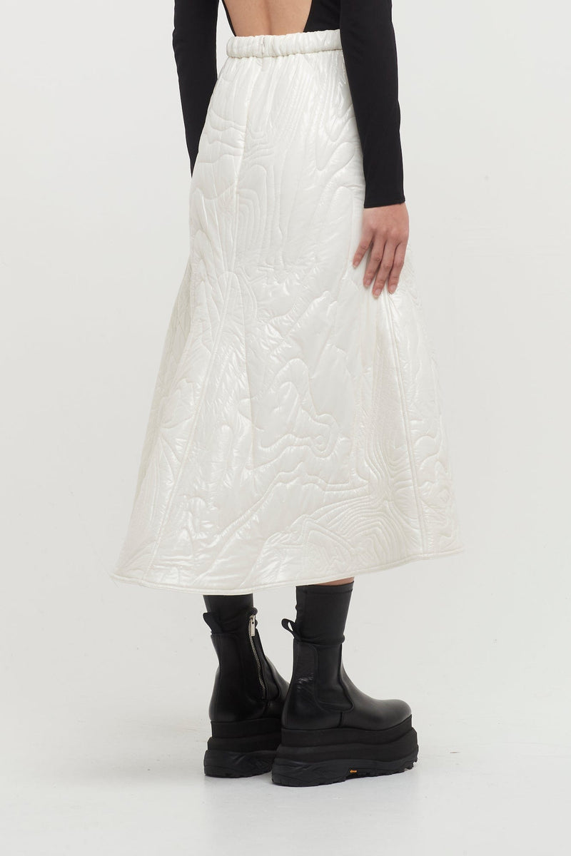 Melitta Baumeister White Glossy Nylon Quilted Skirt