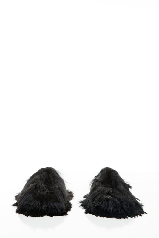 Melitta Baumeister Black Alpaca Furry Shoes front