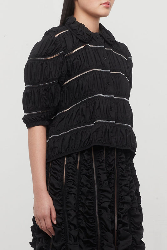 Melitta Baumeister Ruched Big Sleeve Cardigan side