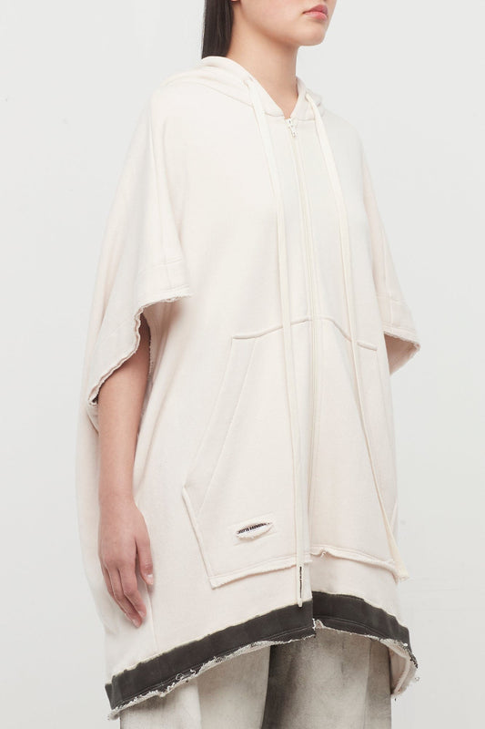 Melitta Baumeister Sleeveless Zip Up Hoodie in Ivory and Black side