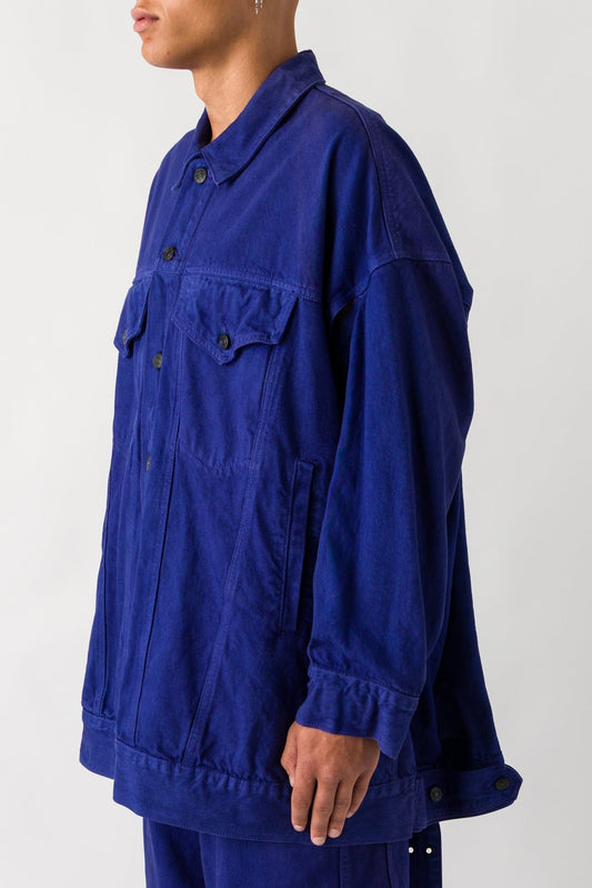 Melitta Baumeister Belted Oversized Denim Jacket in Deep Blue side