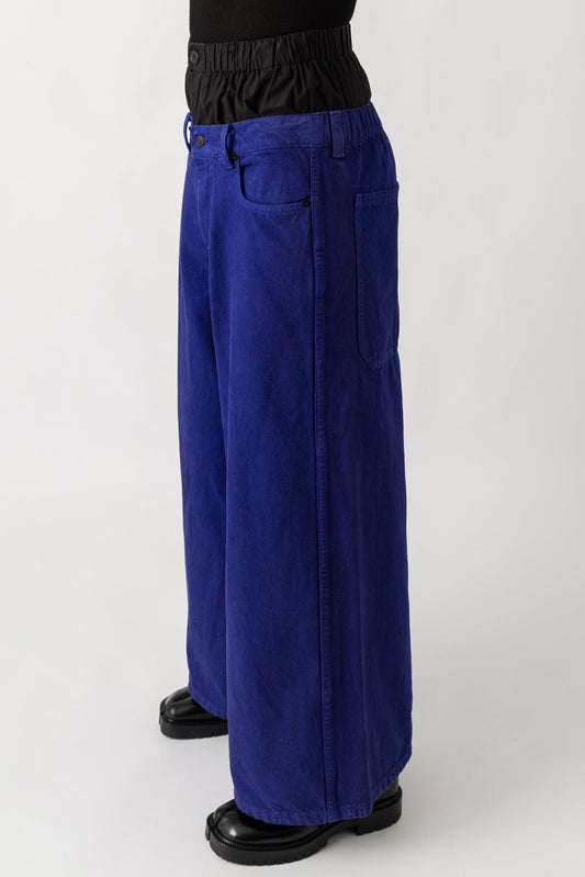 Melitta Baumeister Double Waist Denim Pants in Deep Blue side