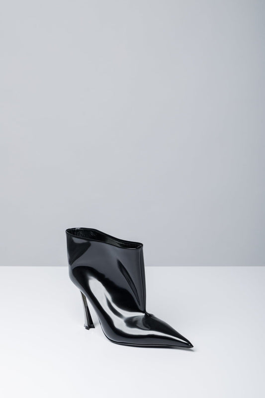 Mugler Ankle Boot in Black Brushed Calf side