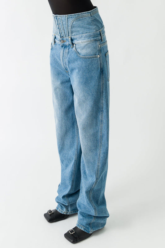 Mugler Barrel Jeans In Medium Blue side