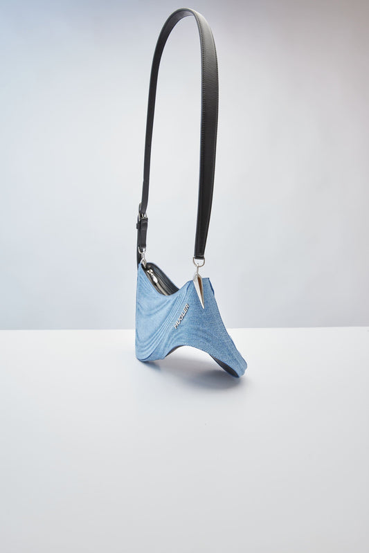 Mugler Curve Medium Denim Bag side