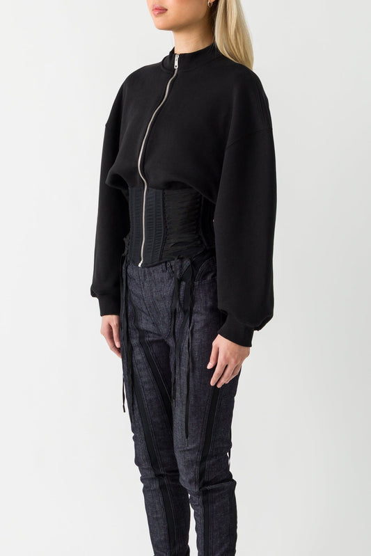 Mugler Fleece Corset Zip Up Sweatshirt SS25 side