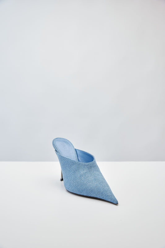 Mugler Denim Mule front angle