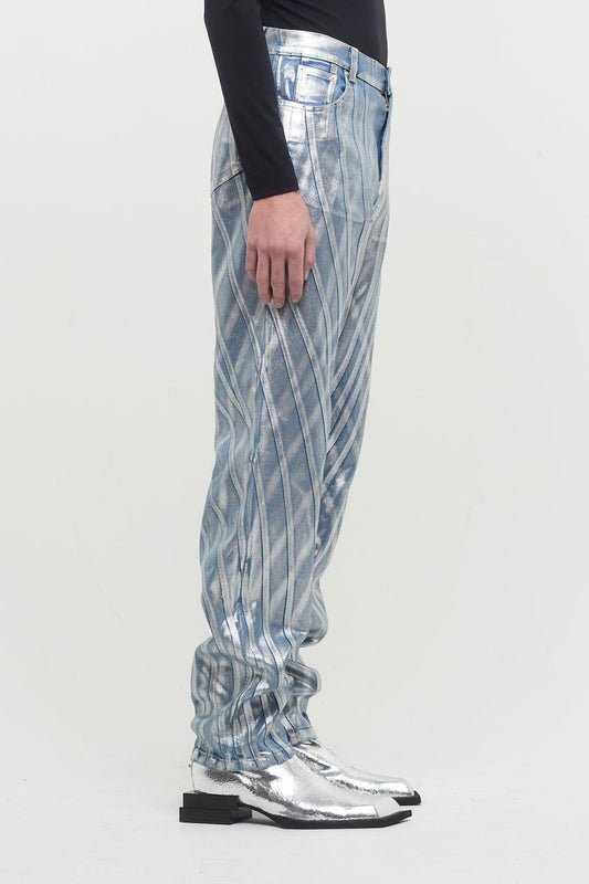 Mugler Coated Denim Straight Fit Trousers side