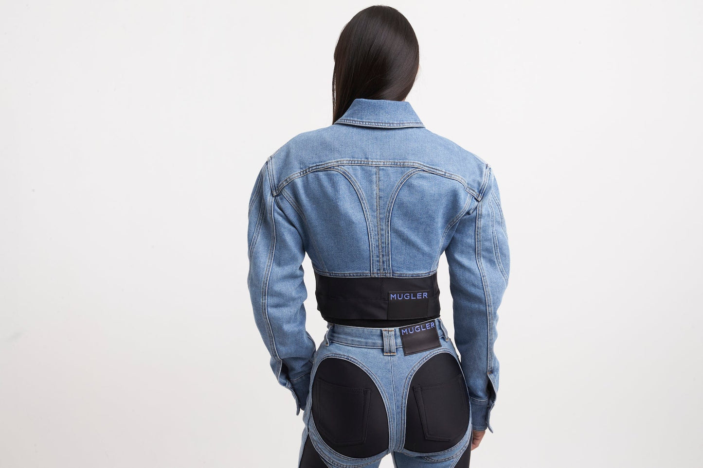 Mugler Denim Jersey Jacket detail 2