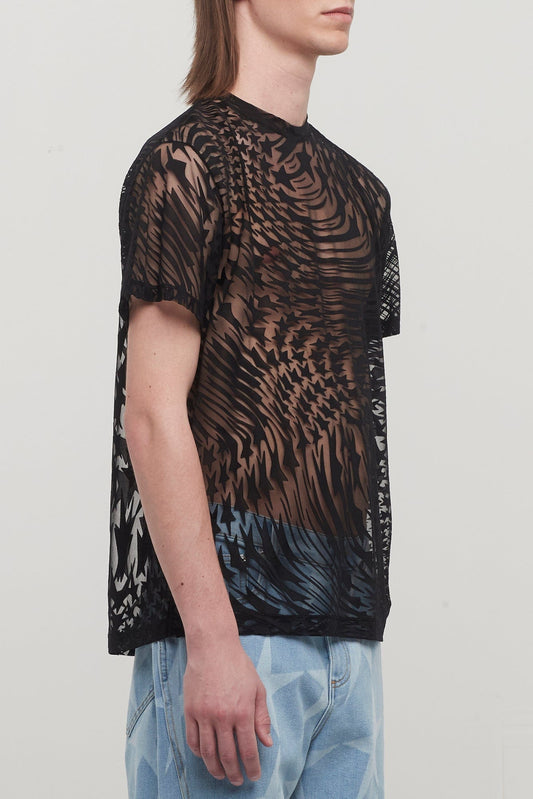 Mugler Jersey Devore Star Flow Tee Shirt in Black side