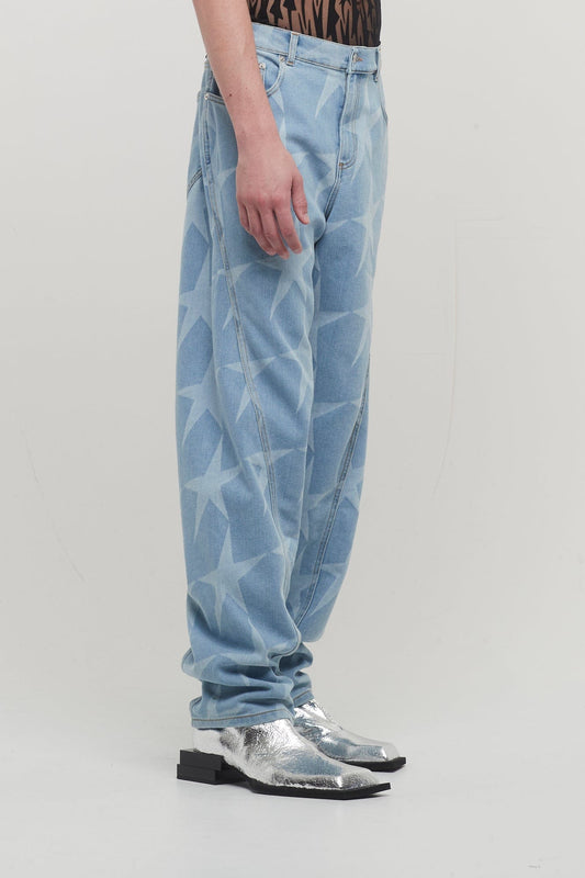 Mugler Laser Denim Light Blue Trousers side