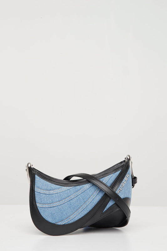 Mugler Spiral Denim Bag in Medium Blue with Leather Strap 3