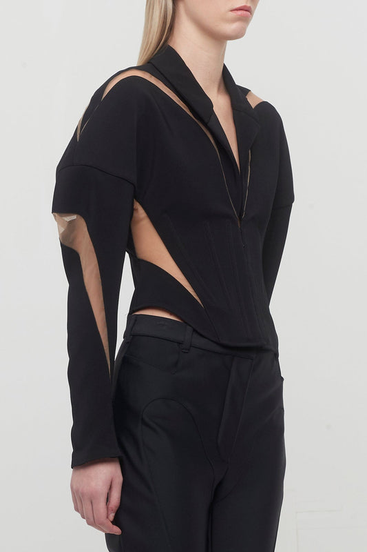 Mugler Viscose Crepe Hook and Eye Blazer side