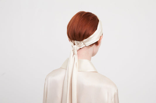 Nina Ricci Light Satin Headscarf in Champagne back