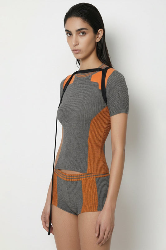 Ottolinger Textured Knit Team Shirt in Grey side