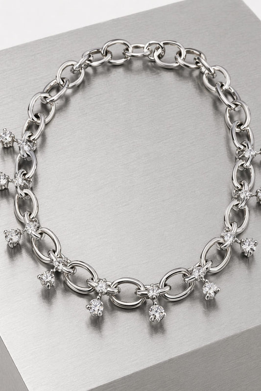 Panconesi Diamanti Chain Necklace in Silver close up