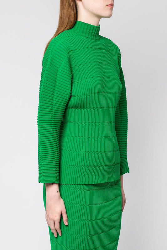 Pleats Please Issey Miyake Jiggly Knit Top in Green side