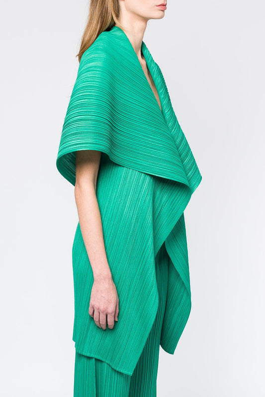 Pleats Please Issey Miyake MC Novemeber 2024 Vest in Bright Green side