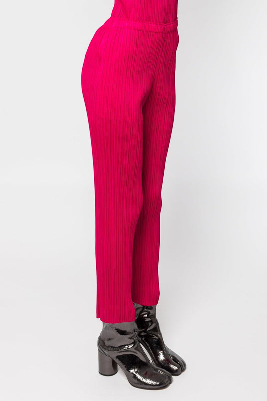 Pleats Please Issey Miyake New Colorful Basics Pants 4 in Carmine side
