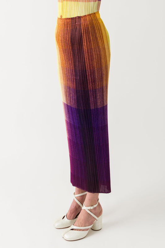 Pleats Please Issey Miyake Photon Maxi Skirt in Yellow SS25 side