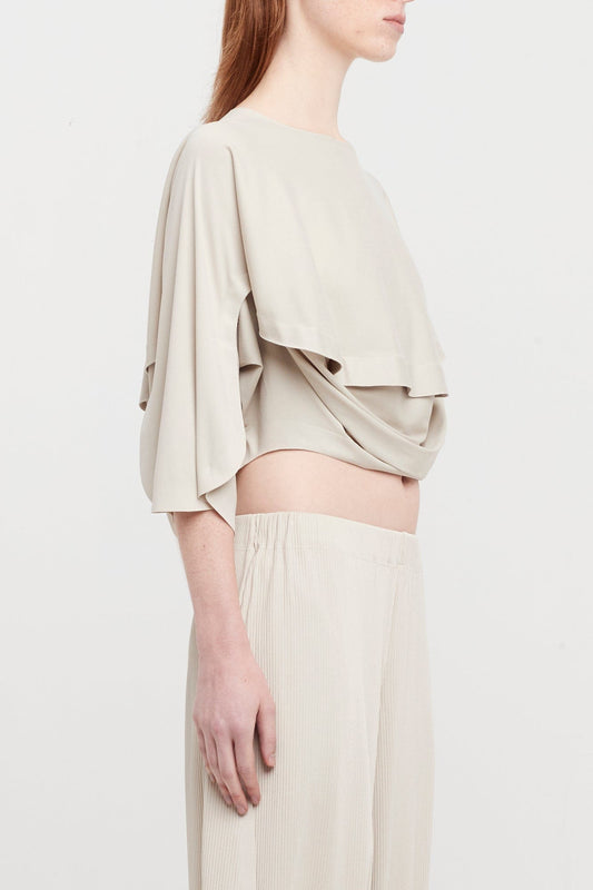 Pleats Please Issey Miyake A-POC Roar Top in Greige side