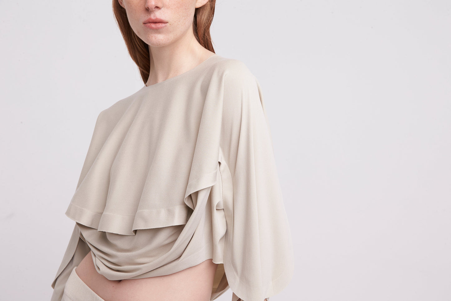 Pleats Please Issey Miyake A-POC Roar Top in Greige detail