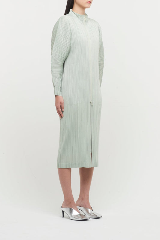 Pleats Please Issey Miyake Monthly Colors November Coat in Sage Green side