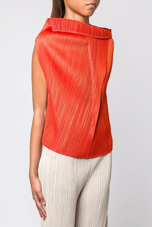 Pleats Please Issey Miyake MC July 2024 Top in Dark Orange side