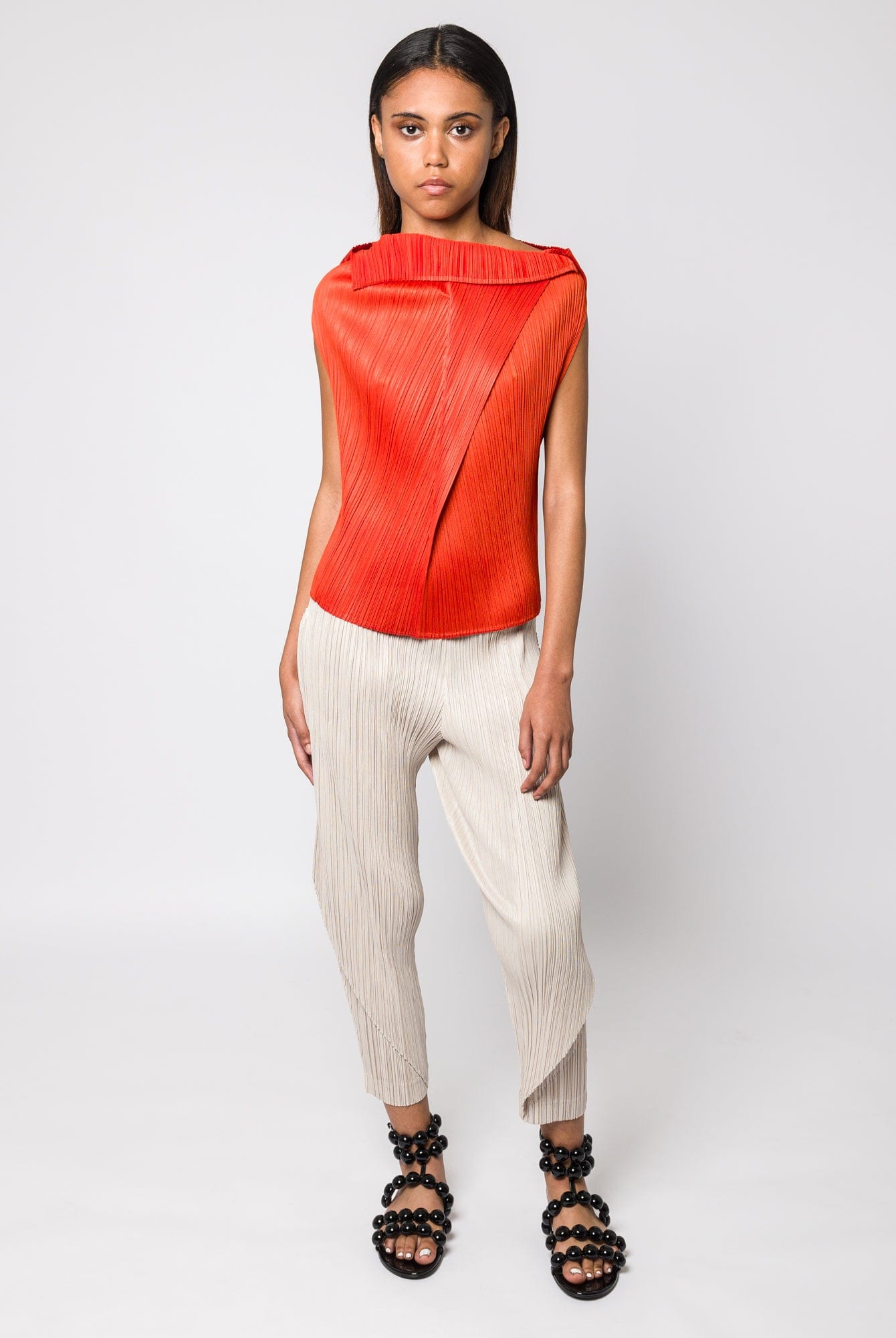 Pleats Please Issey Miyake MC July 2024 Top in Dark Orange full