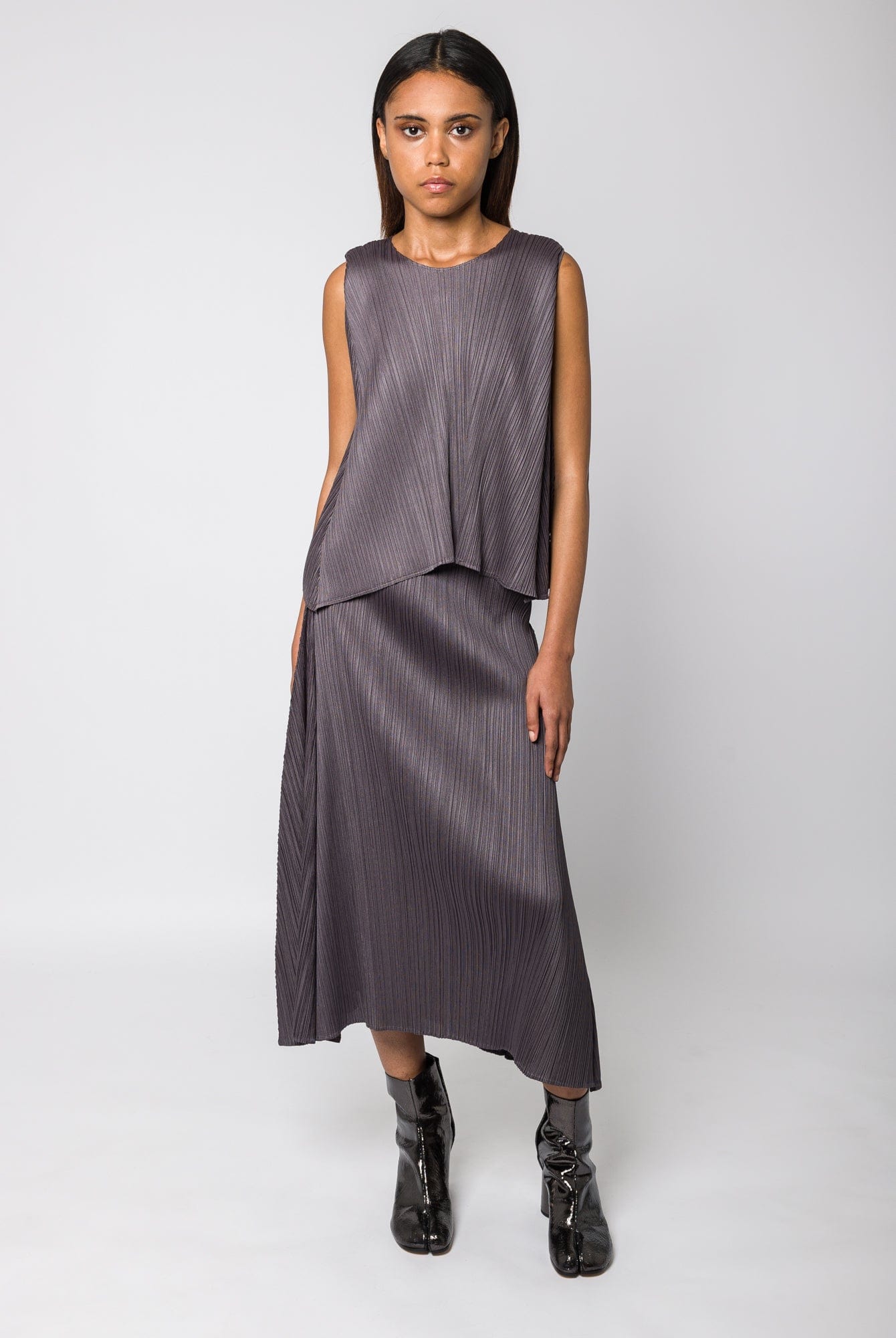 Pleats Please Issey Miyake Efficient Square Top in Grey full