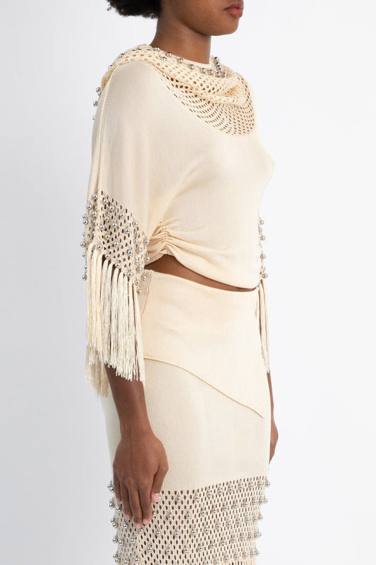 Rabanne Knit Pullover in Nude side