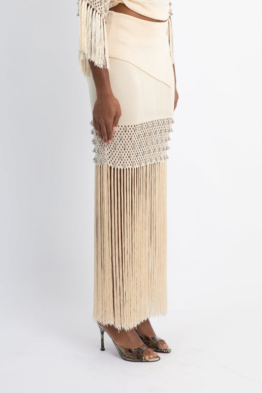 Rabanne Knit Skirt in Nude side