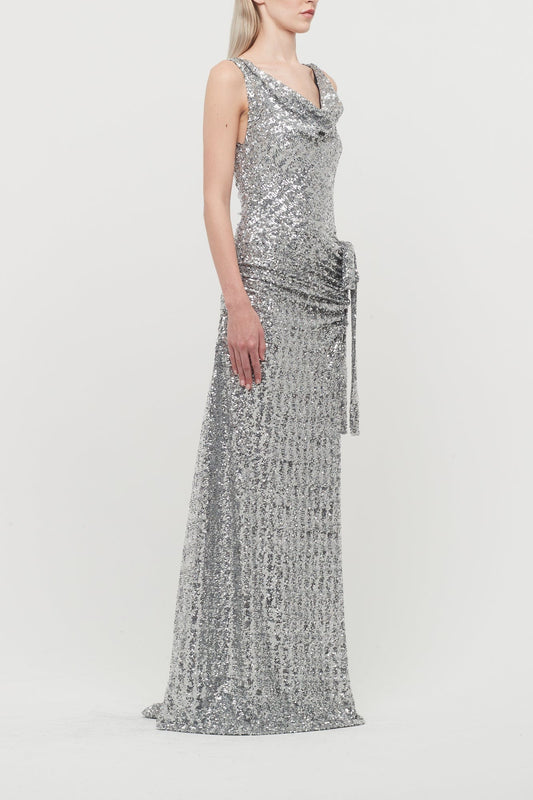Rabanne Sequin Dress in Silver side